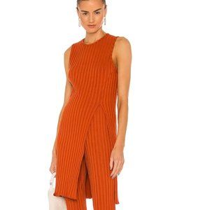 Simon Miller Ribbed Sleeveless Tunic in Rust Orange